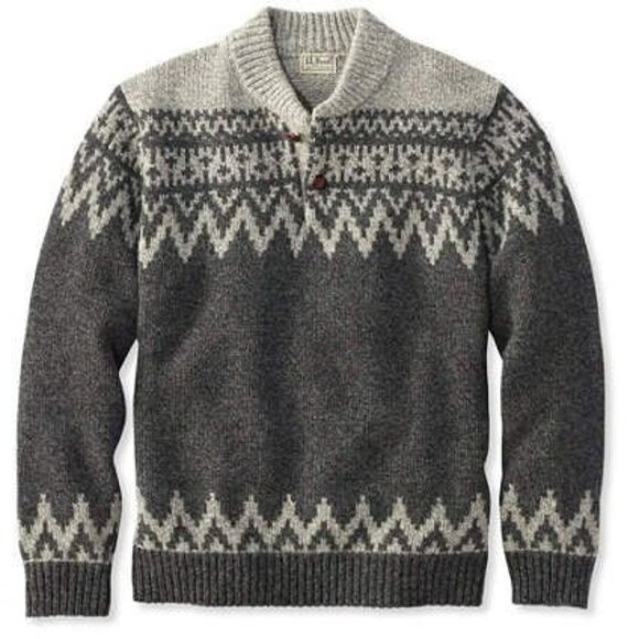 L.L. Bean Lambswool Fair Isle Long Sleeve Sweater - Size M - Picture 1 of 5
